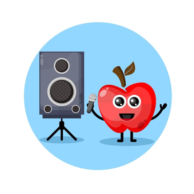 Apple karaoke cute character logo