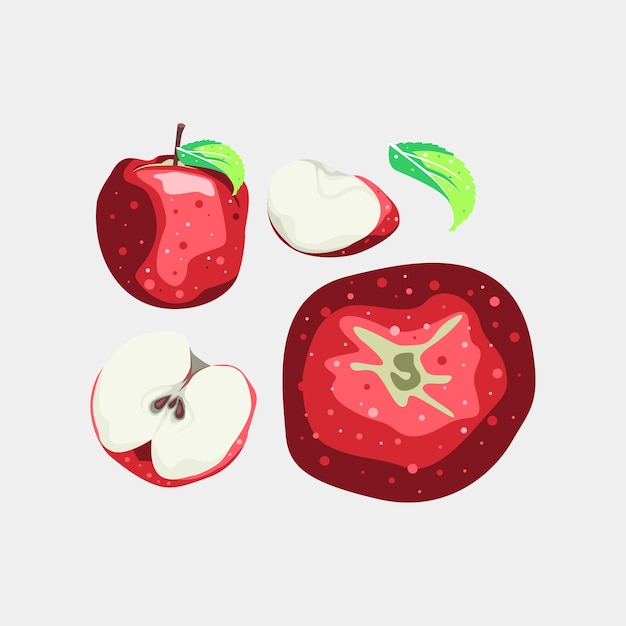 Apple and leaf collection fruit vector design