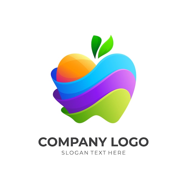 Concetto di design del logo apple, stile moderno 3d