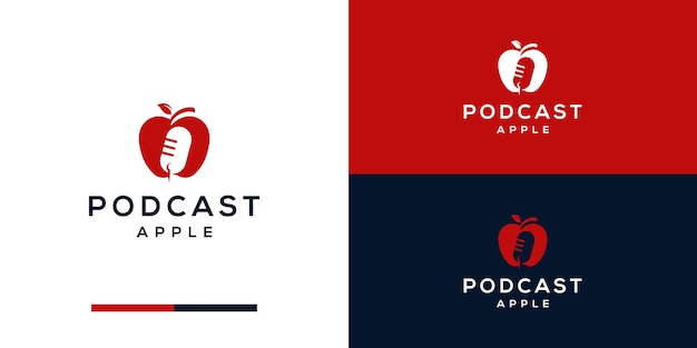 Apple-logo-ontwerp met podcast-negatieve ruimte