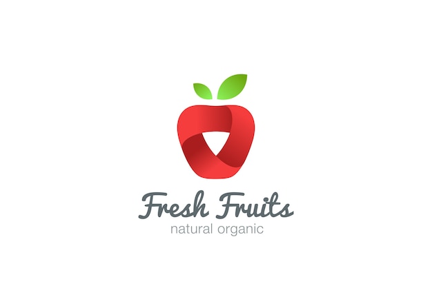 Apple logo ribbon abstract icon. fresh fruit, idea, juice, drink logotype concept icon.