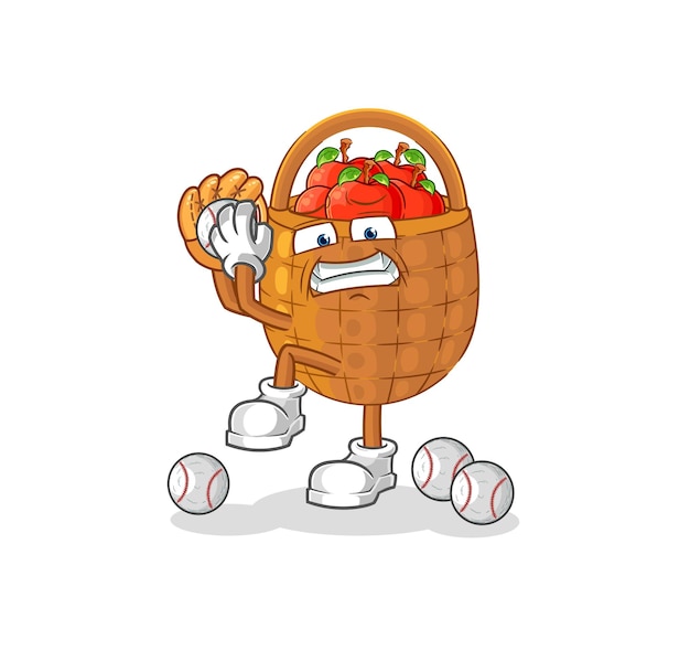 Apple mand honkbal werper cartoon cartoon mascotte vector