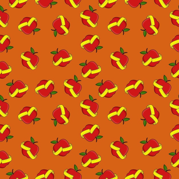 Apple and measure tape seamless pattern
