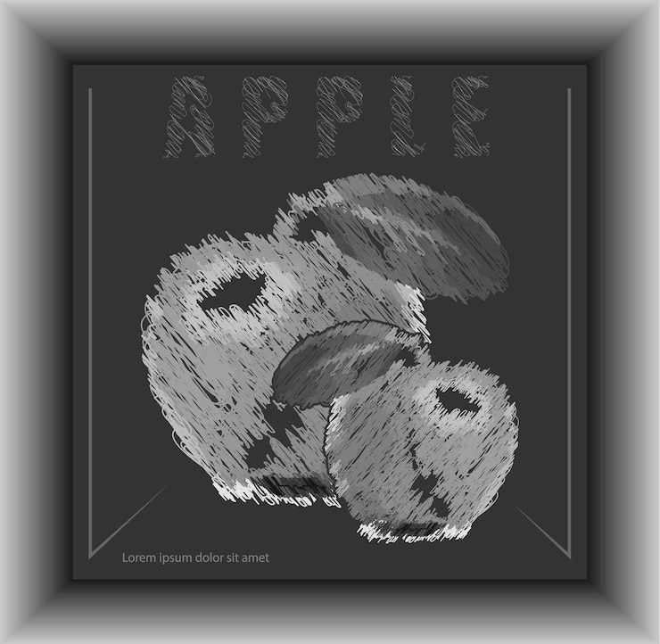 Vector apple monochrome image for interior design poster poster cover print and creative idea