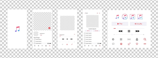 Вектор Интерфейс apple music приложение музыка приложение шаблон интерфейса на apple iphone макет подписка музыкальный плеер профиль альбом песня плейлист макет редакционная векторная иллюстрация