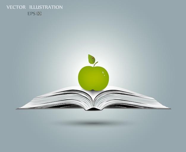 Apple on open book