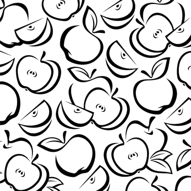 Vector apple pattern background set collection icons apple vector