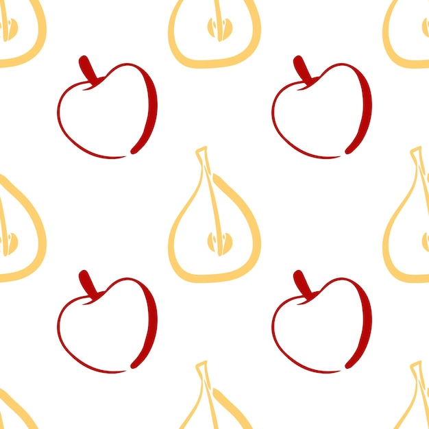 Apple and pear vector seamless pattern illustration