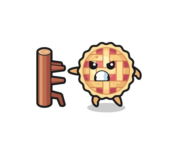 Vector apple pie cartoon illustration as a karate fighter