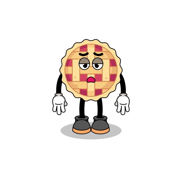 Apple pie cartoon with fatigue gesture