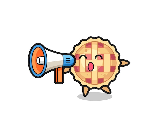 Apple pie character illustration holding a megaphone