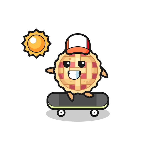 Apple pie character illustration ride a skateboard