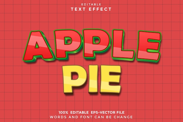 애플 파이 편집 가능한 텍스트 효과 3D 평평한 그라디언트