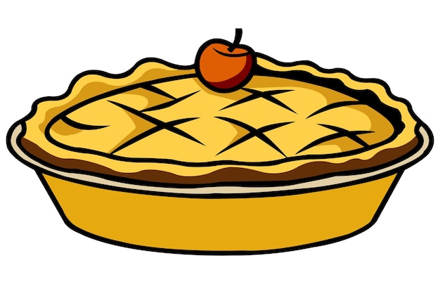 Vector apple pie flat design dessert icon illustration of an apple pie