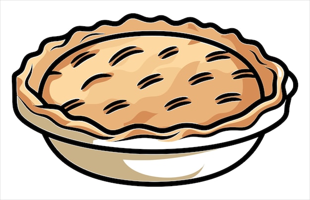 Яблочный пирог. Плоский дизайн. Десертная икона. Иллюстрация яблочного пирога.