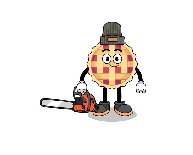 Apple pie illustration cartoon as a lumberjack