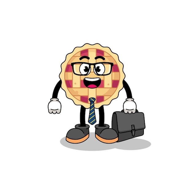 Apple pie mascot as a businessman