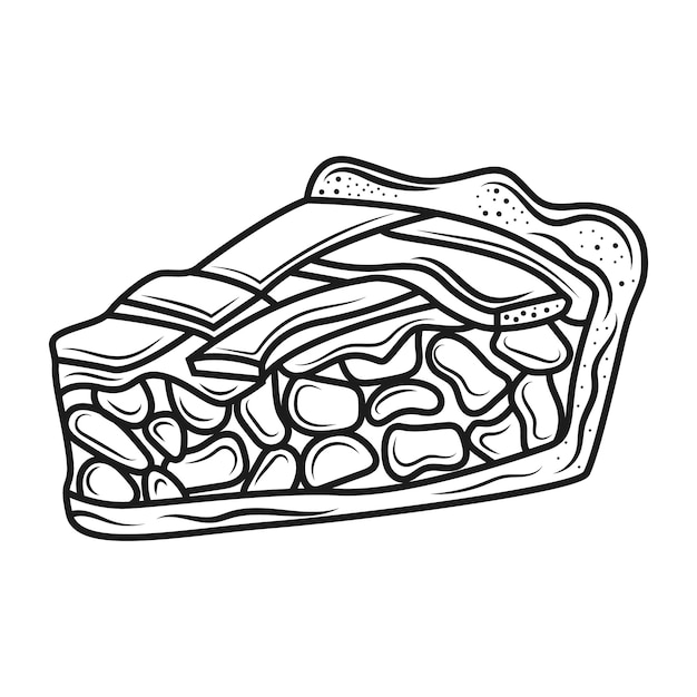 Apple pie slice engraved sketch style drawing vector illustration