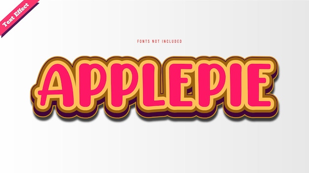 Apple pie text effect design vector