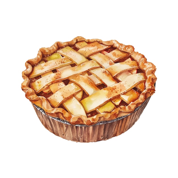 apple pie vector illustration in watercolour style