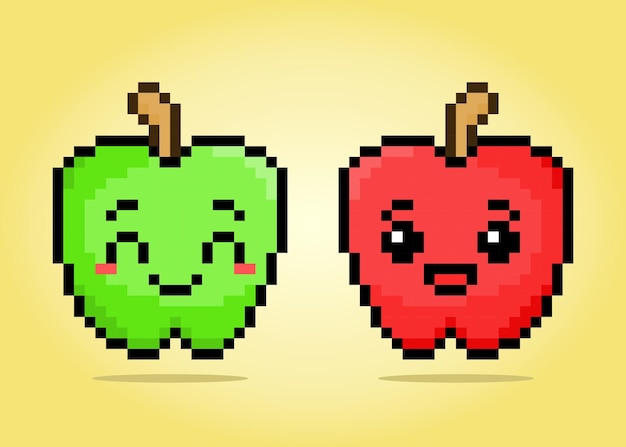 Apple pixel character Vector illustration of 8 bit game assets