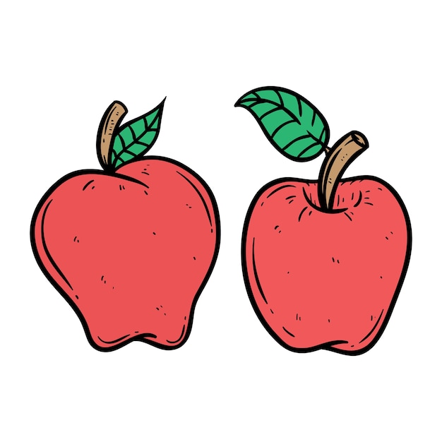 apple set with red color using doodle art