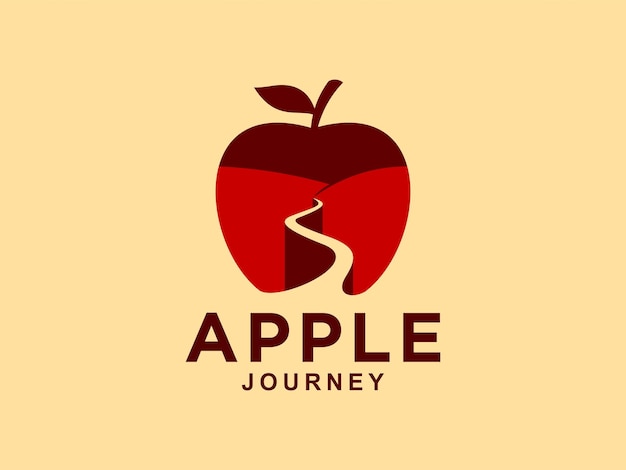 Apple silhouette road journey vector logo design