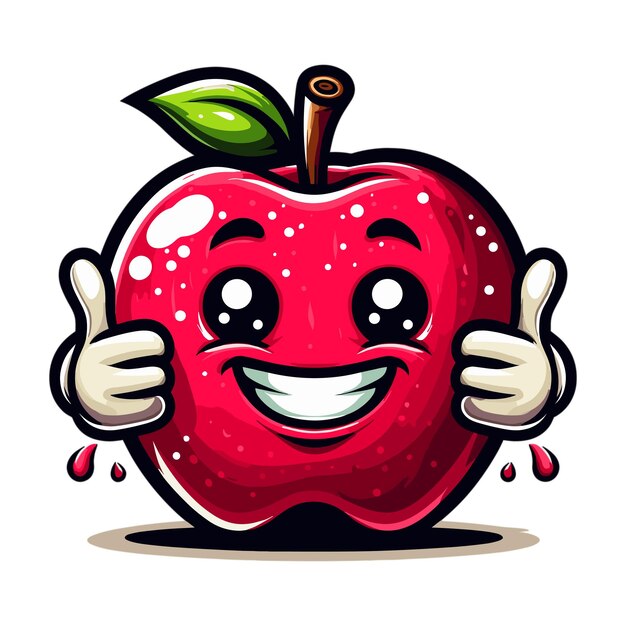 Vector apple smile illustration cartoon gravity style for t shirt design on white background