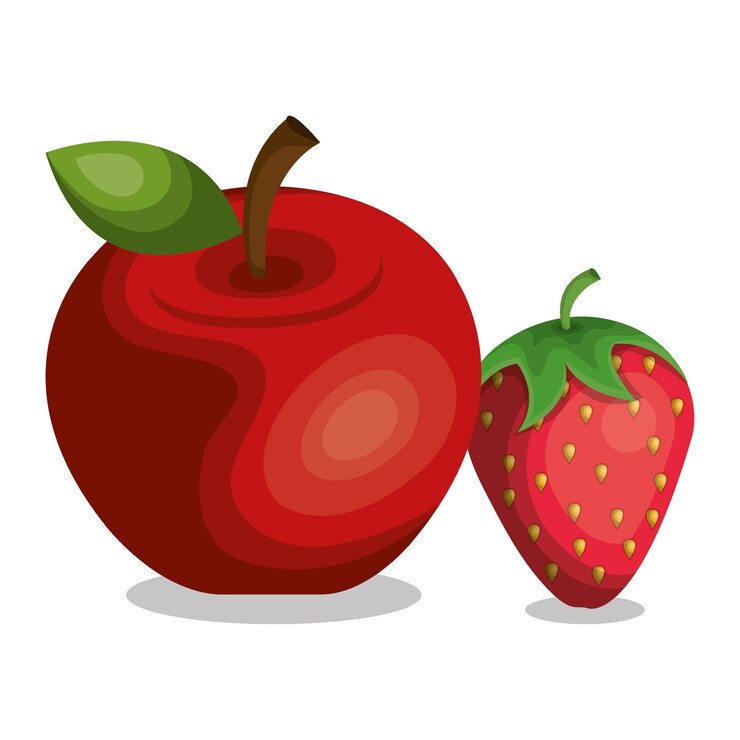 Vector apple and strawberry icon vector illustration design