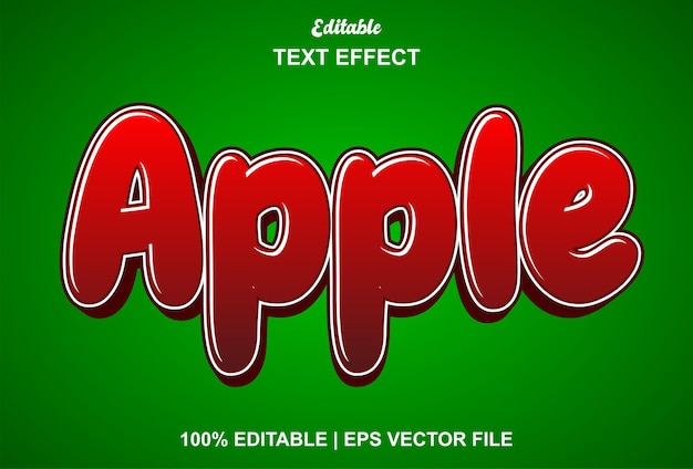 Apple text effect with red color and editable