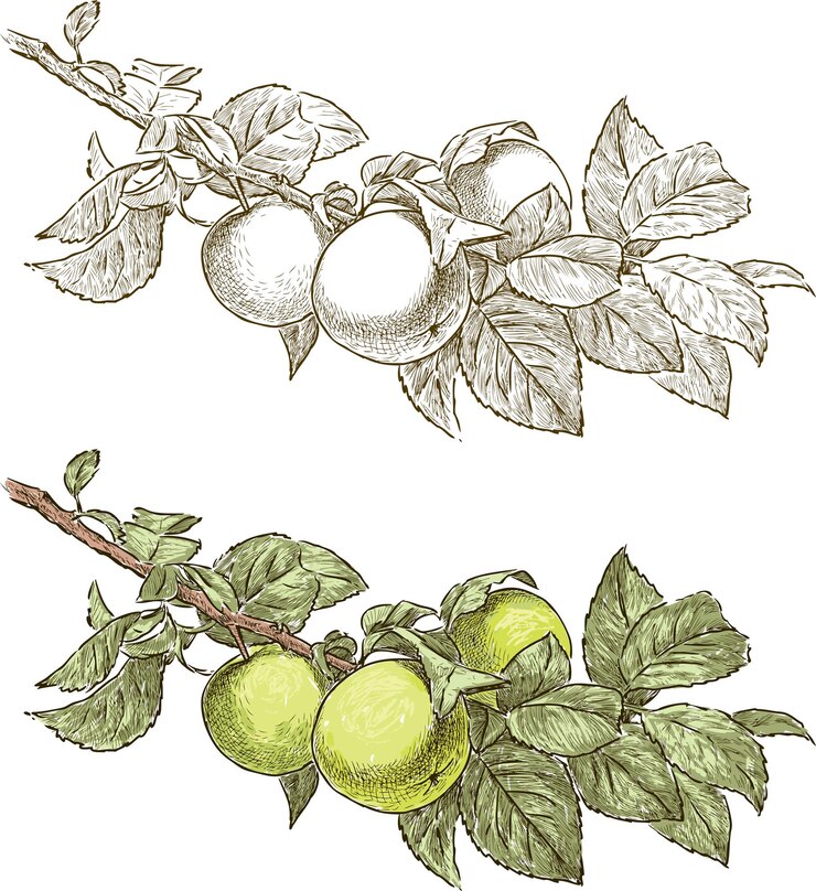 Vector apple tree branch