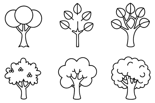 Apple Tree line art elegant detailed black and white