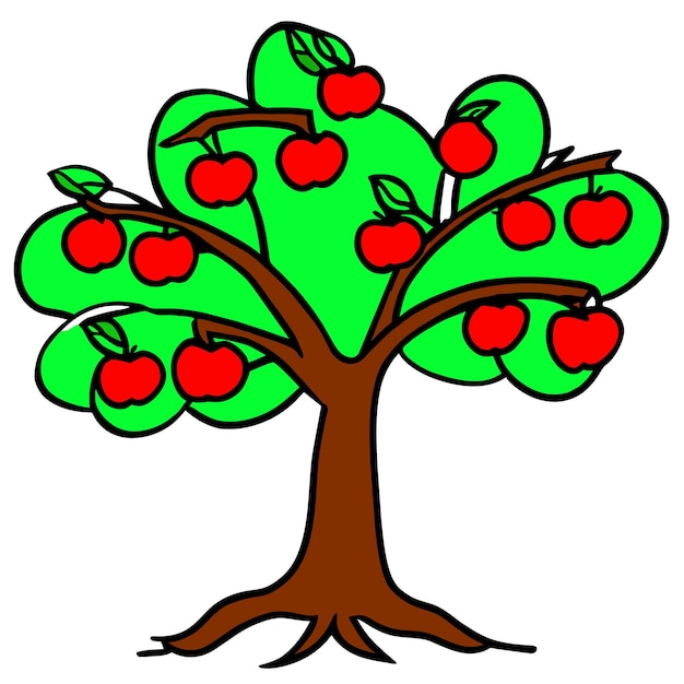 Vector apple tree with ripe fruits vector illustration