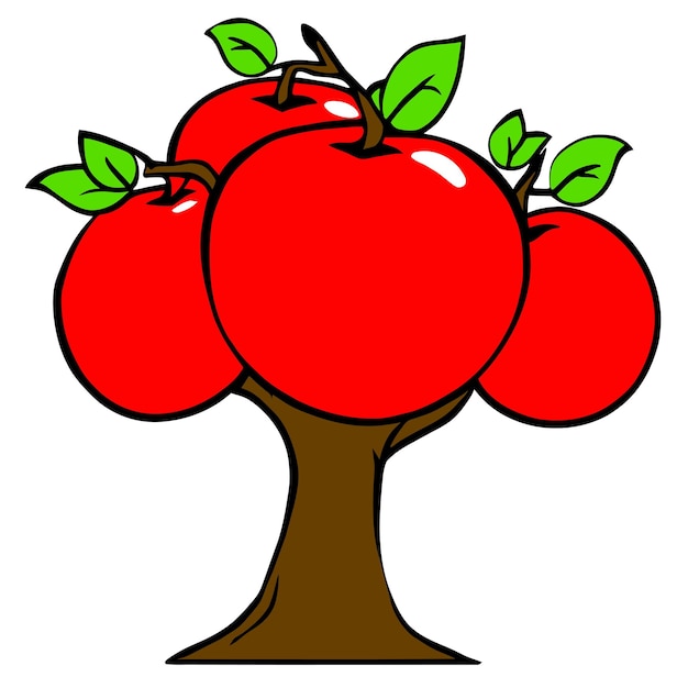 Vector apple tree with ripe fruits vector illustration