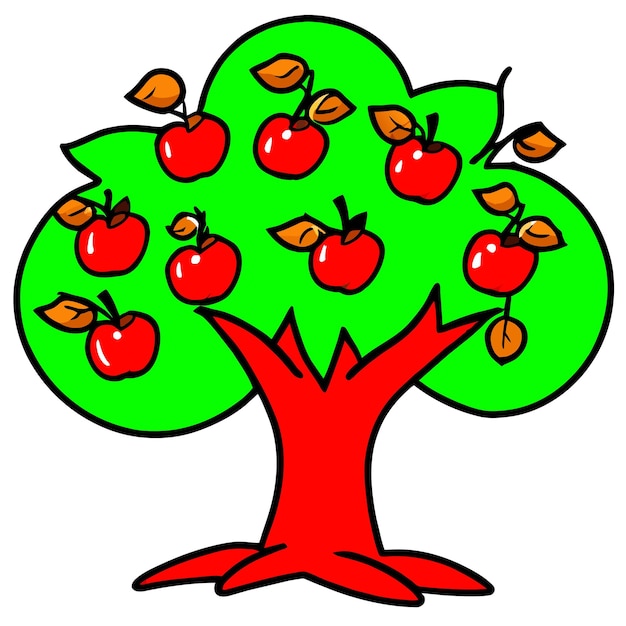 Vector apple tree with ripe fruits vector illustration