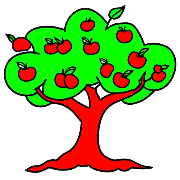 Vector apple tree with ripe fruits vector illustration