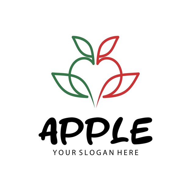 Vettore schema del logo dell'icona di apple con illustrazione vettoriale