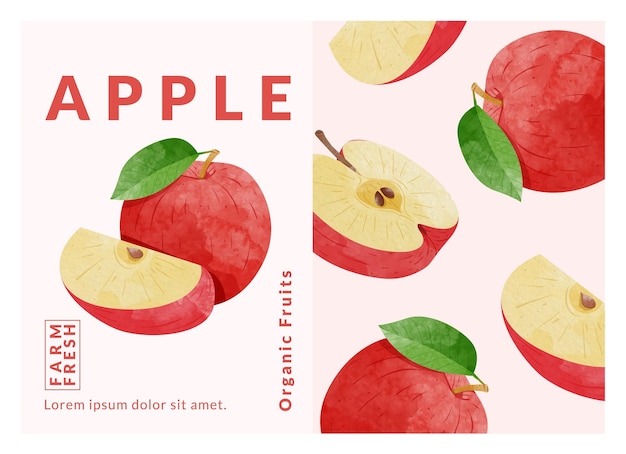 Apple verpakking ontwerpsjablonen aquarel stijl vectorillustratie