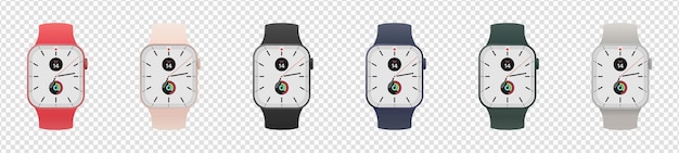 Apple watch collection watch icon set apple watch series 9 icons template all colors dial icons editorial isolated apple wristwatch mockup transparent background vector icons