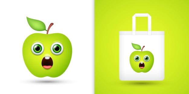 Apple on white tote bag Vector