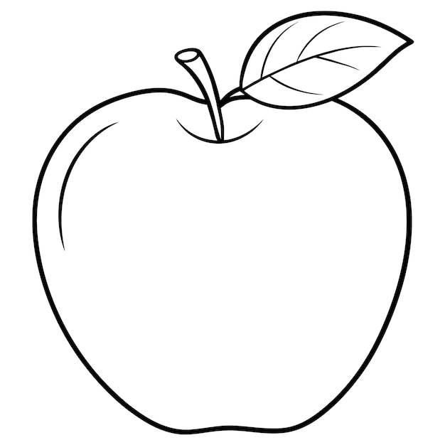 Vector an apple with a leaf on it and a drawing of a leaf