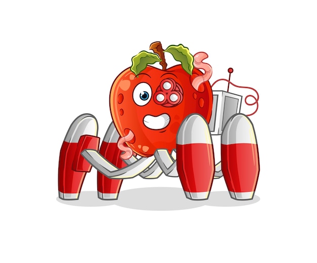 apple with worm future robot vector. cartoon character