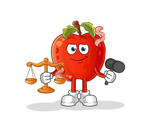 Apple with worm lawyer cartoon cartoon mascot vector