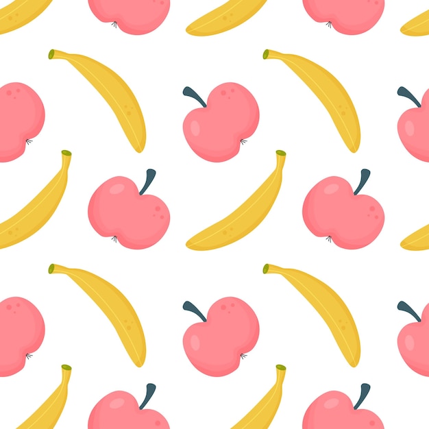 Apples and bananas seamless pattern