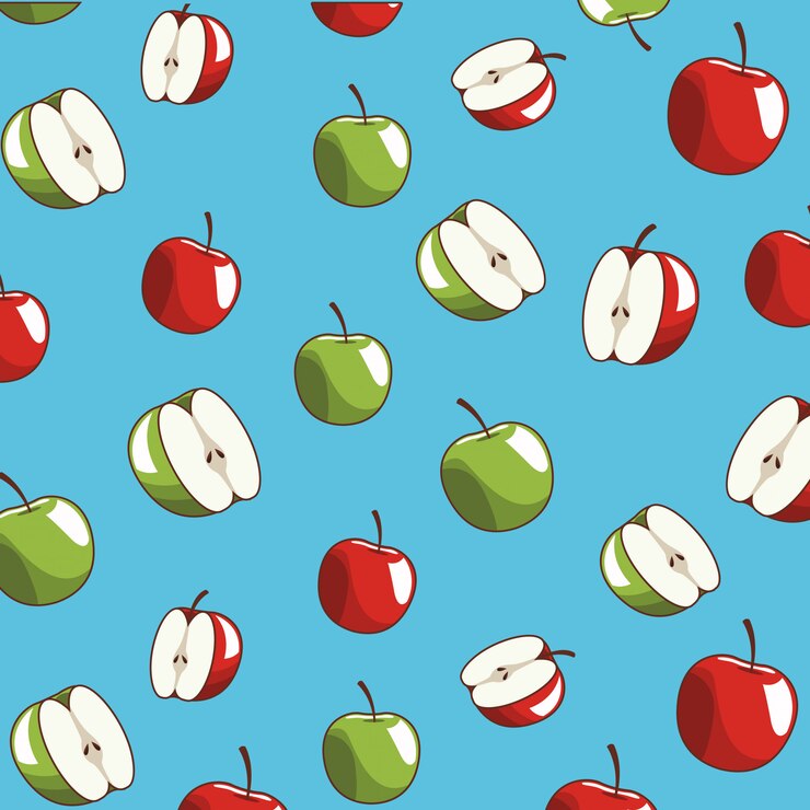 Vector apples fruits pattern background 