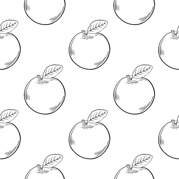 リンゴの手彫りのシームレスなビンテージパターン