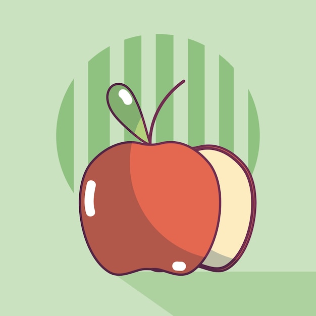 Vector apples natural and fresh cartoon