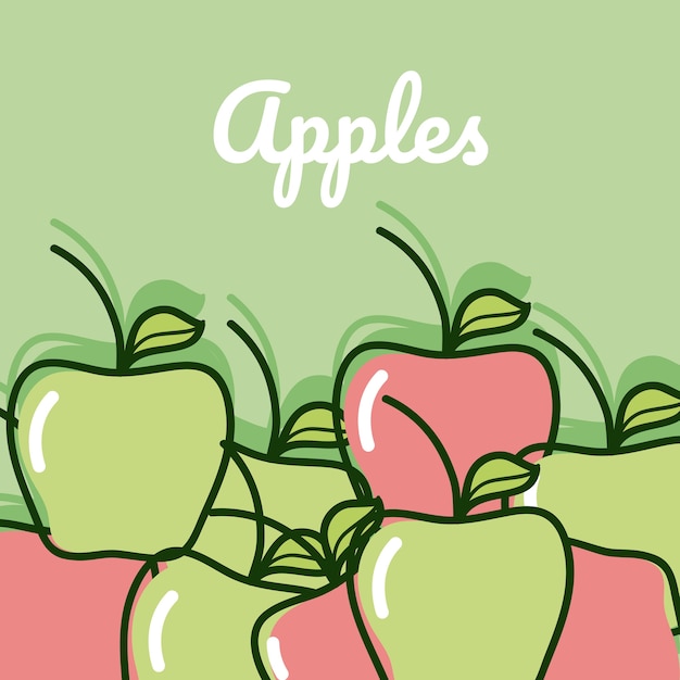 Apples natural fruits cartoons