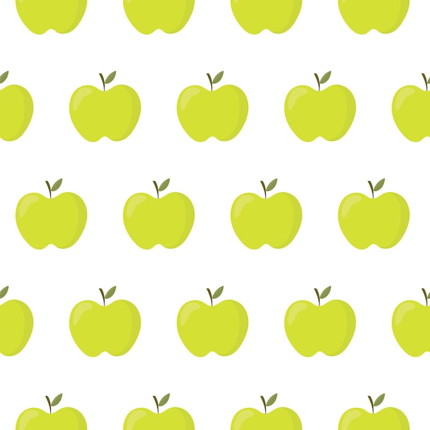 Apples seamless pattern Green apples on a white background cute vector illustration