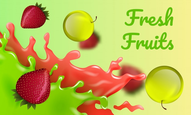 Mele e fragole. frutta fresca. .